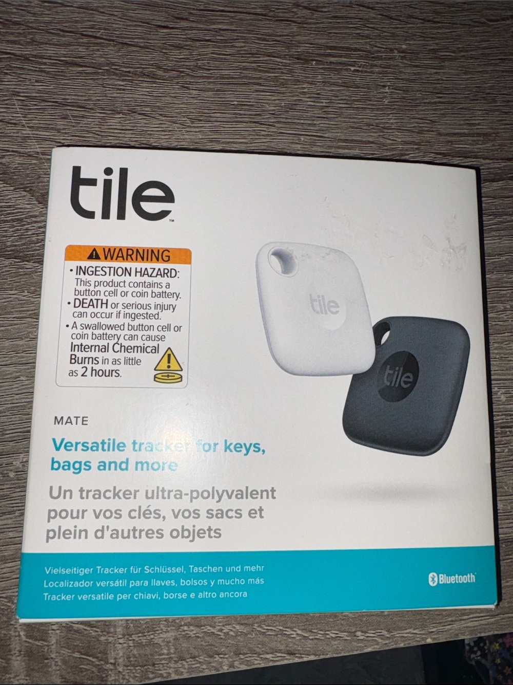 Tile Mate White Bluetooth Tracker. Opened to see which color it was-never used!